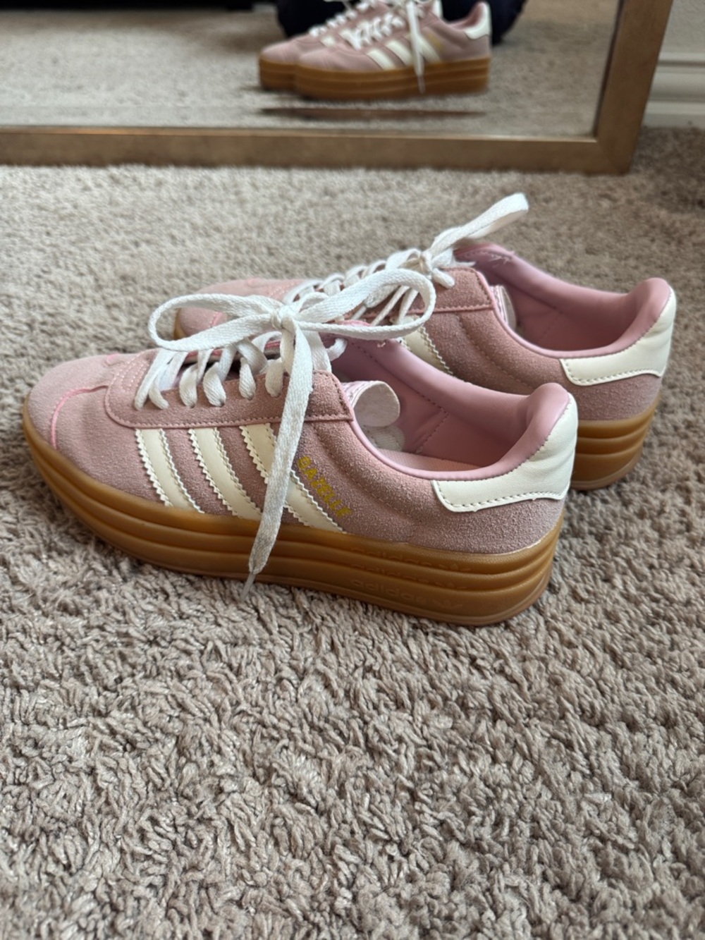 adidas Pink Suede Platform Sneakers with Gum Sole
